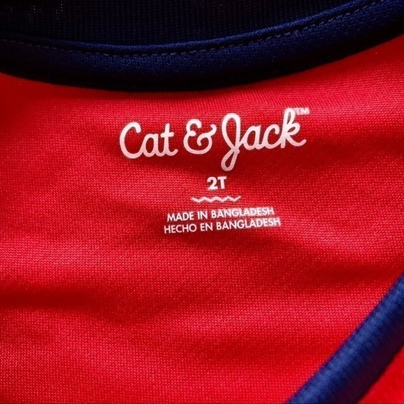 Cat & Jack Red and Blue Jersey Tee Shirt - 2T - Picture 2 of 4